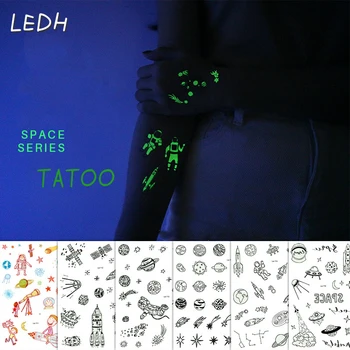 

Waterproof Sweat Luminous Tatoo Stickers Glitter Tattoo Kids Sticker Space Technology Planet Tattoo Sticker Cool Stuff