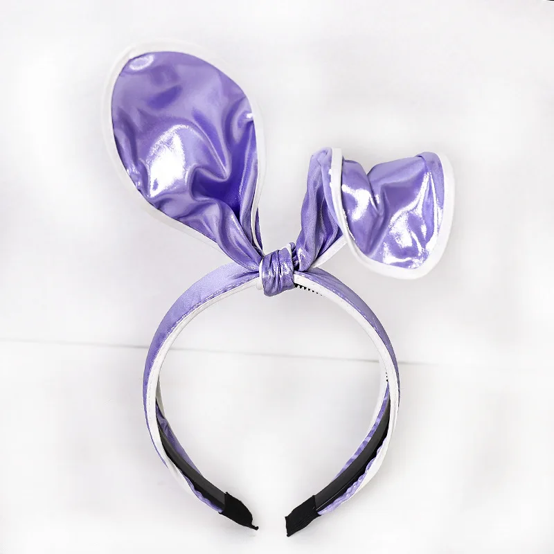 C698 purple Модные женские обручи в горошек с кроличьими ушками, заколки для волос для мытья лица, аксессуары для волос для девочек, повязка на голову - Цвет: C698 purple