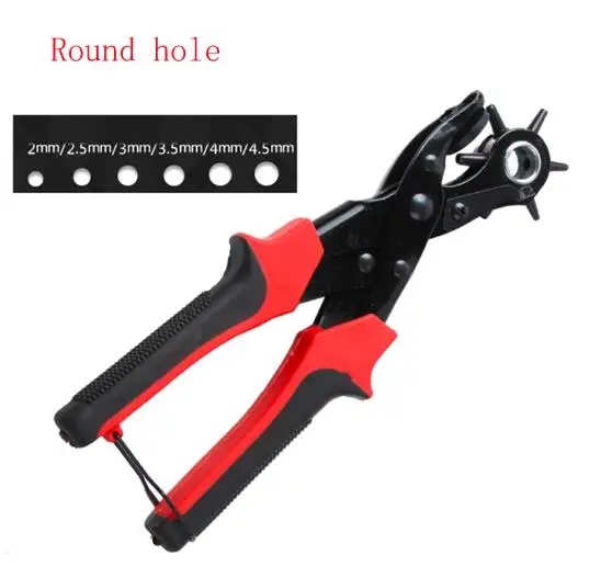 round hole Кожаный пояс Дырокол пробойник вращается швейная машина мешок сеттер Инструмент ремешок для часов для домашнего кожевенного ремесла - Цвет: round hole