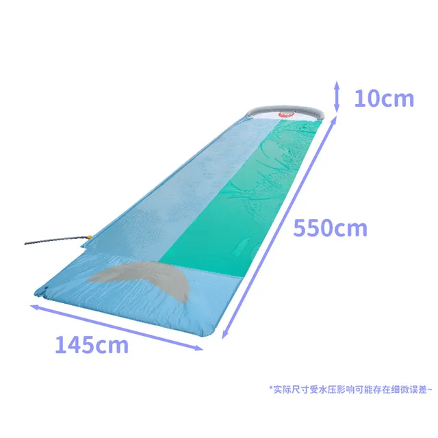 550CM Shark Double Lawn Water Slide 18FT Giant Dual Racing Backyard PVC Slide for Kids Summer Surfboard Splash Mat Funny Toys 2