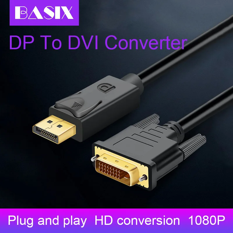 Кабель адаптера DP DVI 1 8 м кабель преобразователь Displayport в для HP Dell Lenovo ПК