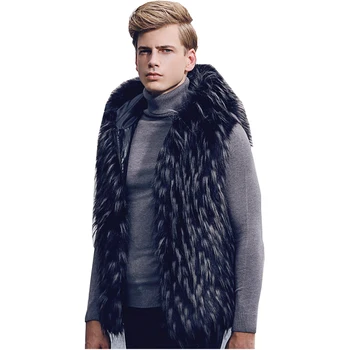 

Men Sleeveless Vest Casual Faux Fur Outwear Waistcoat Coat Warm Sz Hooded D100