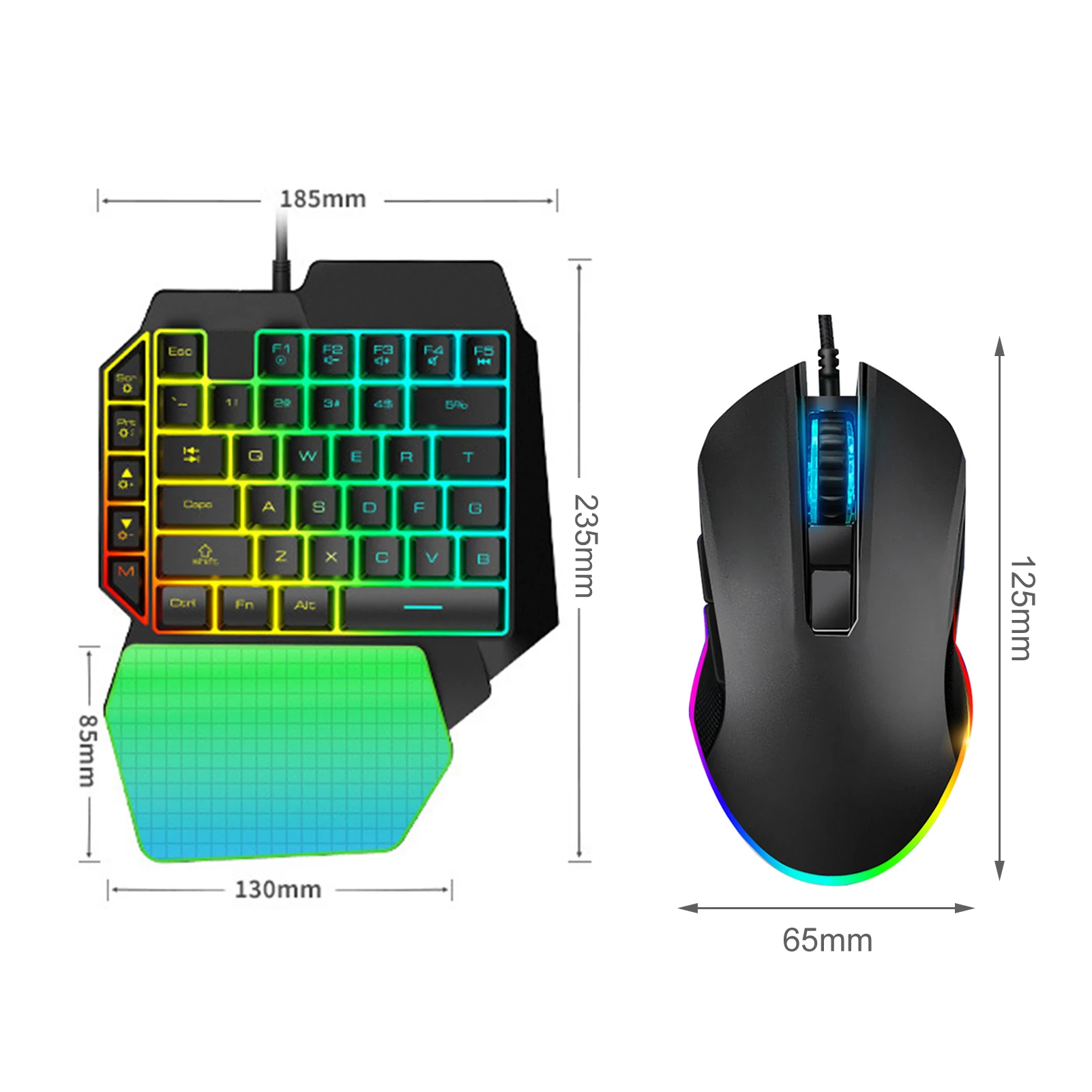 best computer mouse T1 Keyboard Mouse Combos Ergonomic Multicolor Backlight One-Handed Game Keyboard Mouse Set For Home Gamer Gaming KitT1 Wired One Handed Gaming Keyboard Mouse Combo for PUBG PC Gamer Combo Set Ergonomic Design for PUBG PC budget wireless gaming mouse