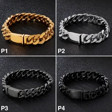 Лучшие 58 г хип-хоп серебряные украшения для мужчин мальчиков/Золото/Черный винтажный Модный браслет-цепочка из нержавеющей стали модные подарки 13 мм 8,5''