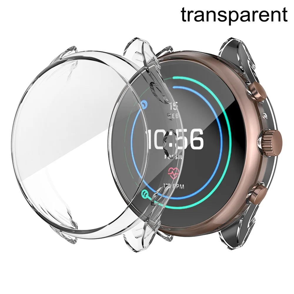 1 шт красочные гальванические ТПУ чехол для часов полное покрытие протектор экрана для Fossil Спорт Смарт часы 41 мм аксессуары - Цвет: transparent