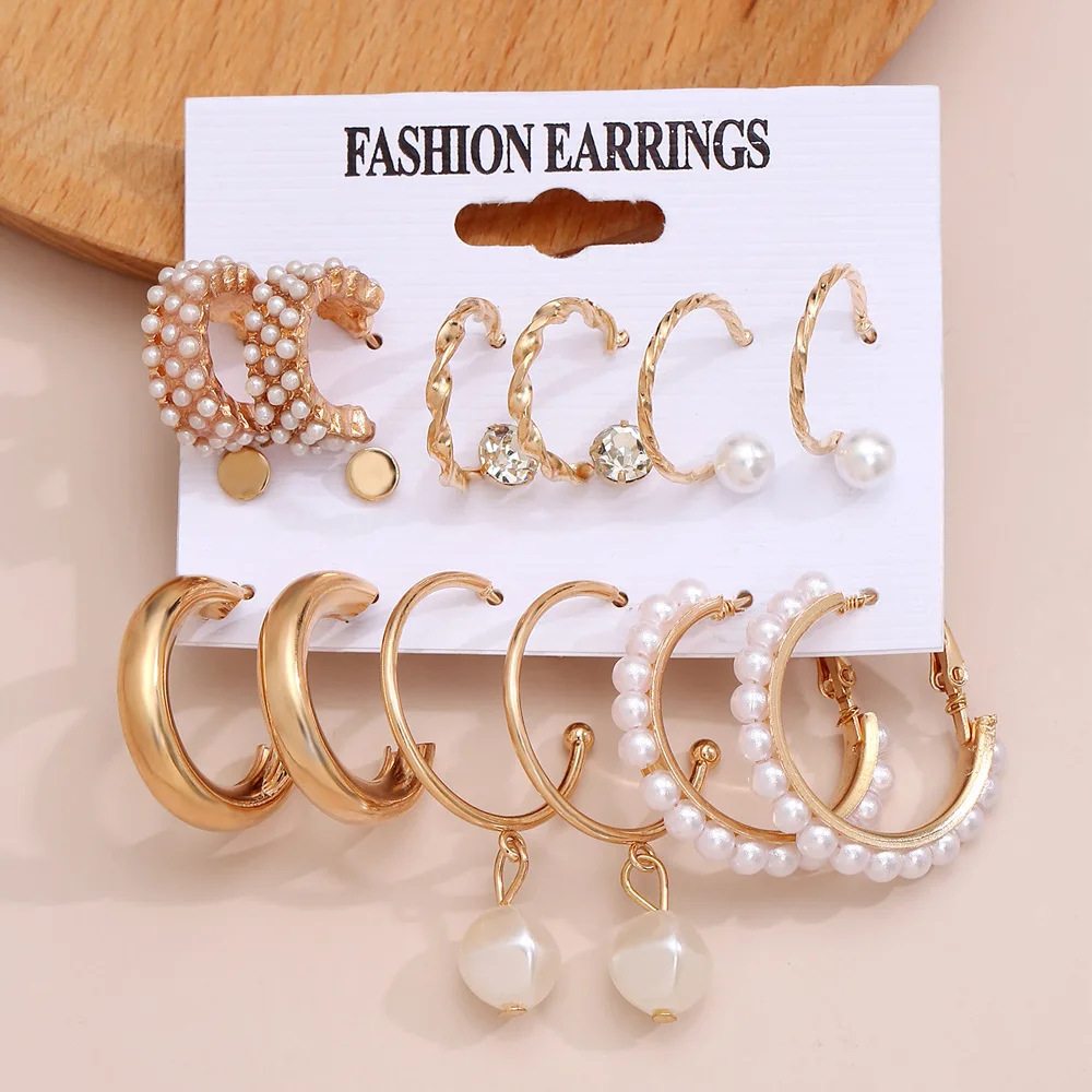 2021 Trend Fashion Geometric Hoop Earrings Set for Women Vintage Punk Gold Metal Circle Brincos Female Jewelry | Украшения и