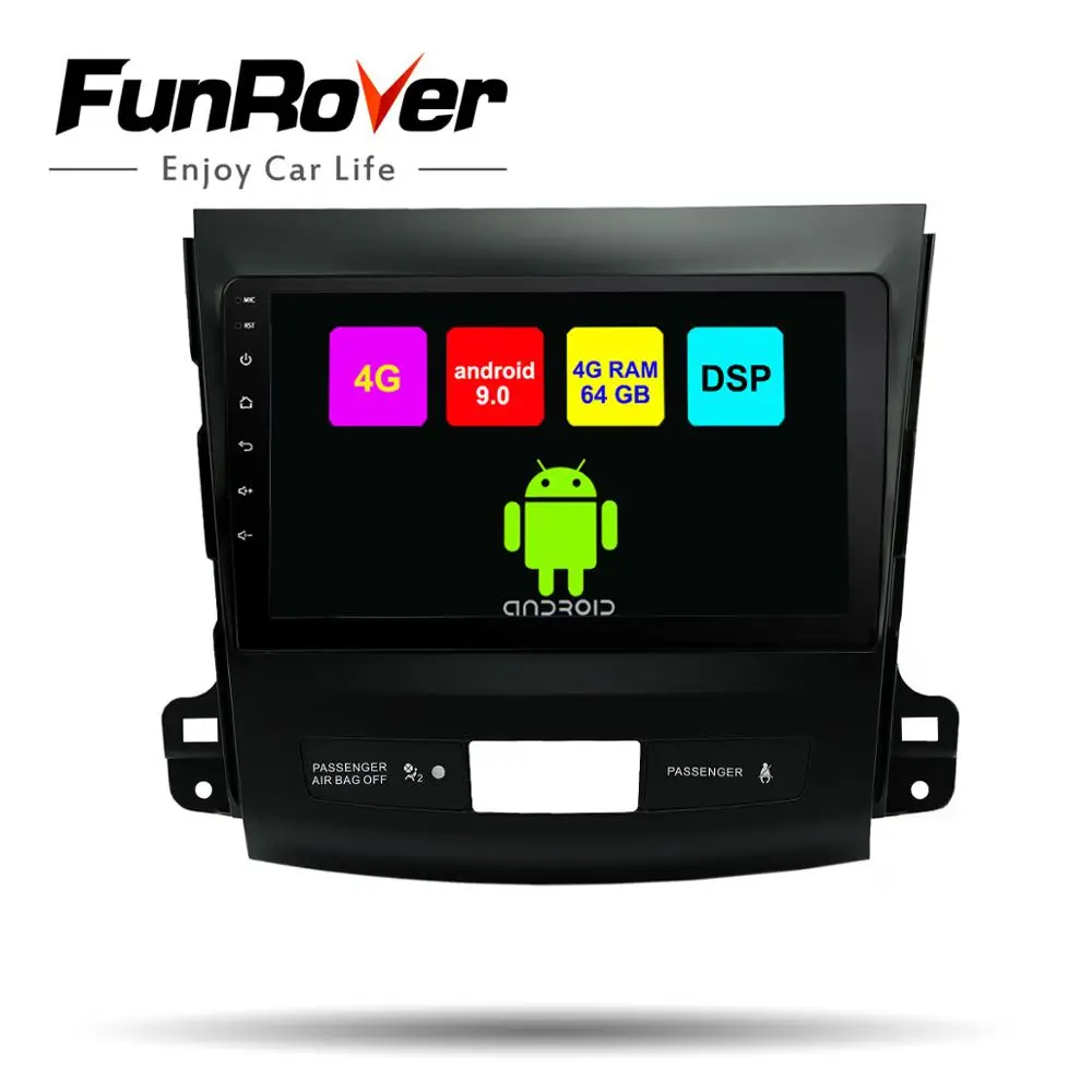 Funrover android 9 0 2din автомобильный мультимедийный dvd gps для Mitsubishi Outlander 2006-2014/Peugeot 4007/Citroen