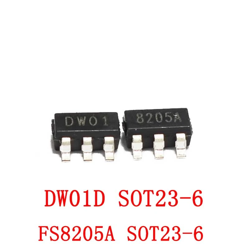 10pcs/lot Smd Triode Sot-23-6 Dw01 8205s Dw01a Fs8205a Mobile Power ...