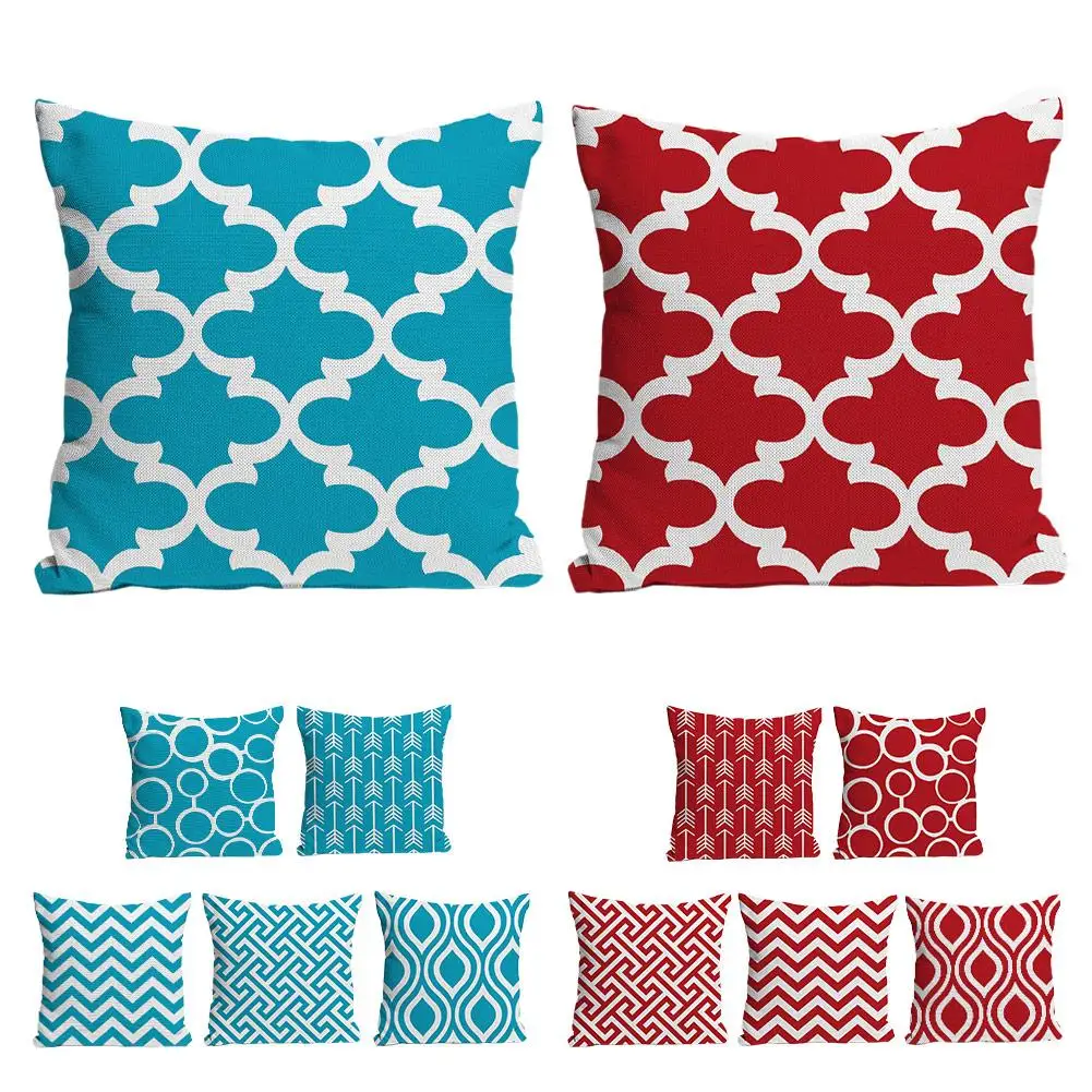 

6PCS Colorful Geometric Pillowcase Cushion Cover Cotton Linen Home Decoration Living Room Sofa Hug Pillow Case