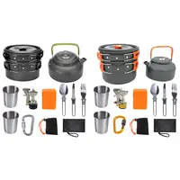 Camping Cookware Kit Outdoor Aluminum Cooking Set Water Kettle Pan Pot Travel Cutlery Utensils BBQ Tableware Hiking Picnic Tools 1