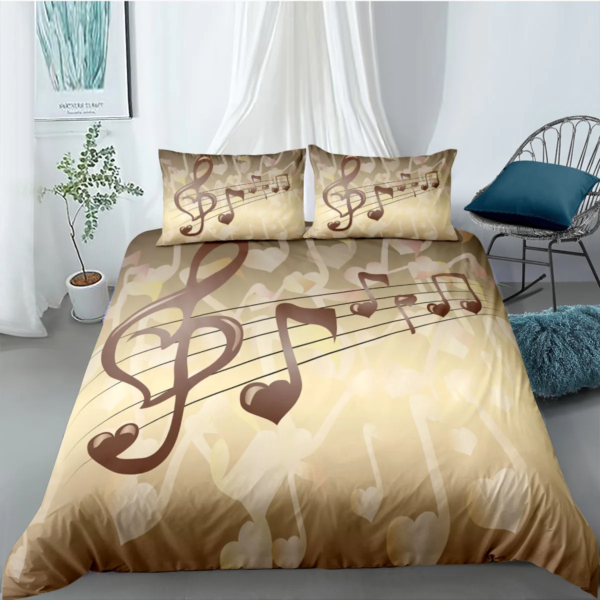 Music Note Bedding Set Cool Modern Fashion 3D Print Comforter Luxury