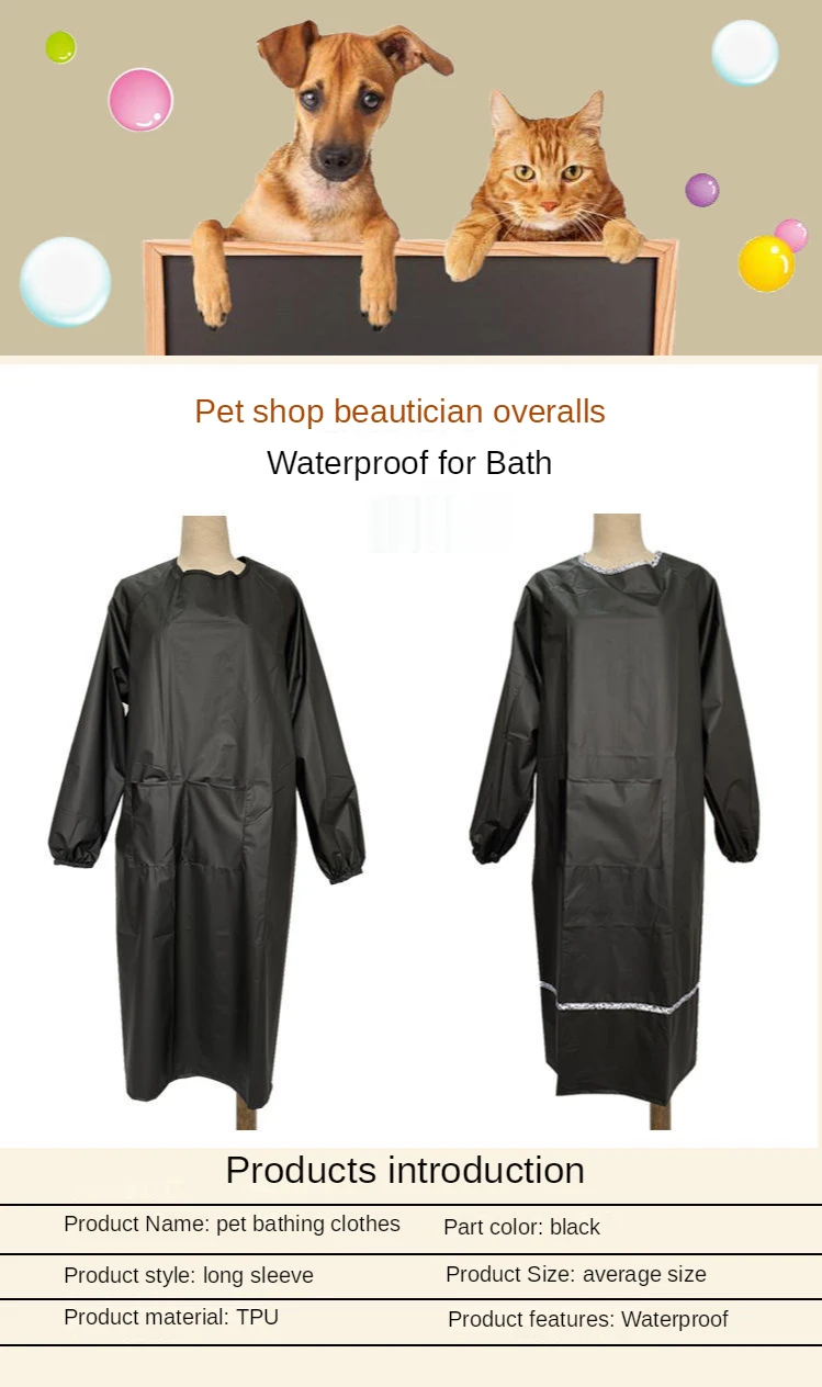 Roupas de Trabalho Antifouling à Prova Vestido de Banho do Animal Grooming Dwaterproof Água Anti Avental Cabelo Housework Dishwashing Limpeza Estimação Macacão Y0621 Pet 1 folhas e invólucros