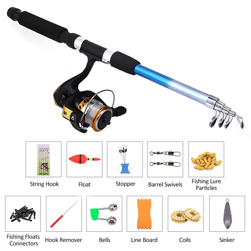 Hot New Fishing Rod Combos with Telescopic Fishing Pole Spinning Reels Fishing Carrier Bag Lure line Sets For Travel Fishing