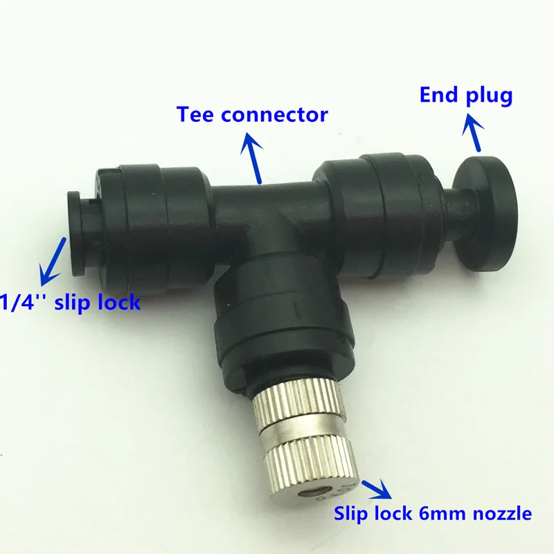 

S266 100pcs Fog Mist Nozzle with 6mm Interface Garden Adjustable Low Pressure Spray Misting Nozzle Slip Lock 6mm Nozzle Mist