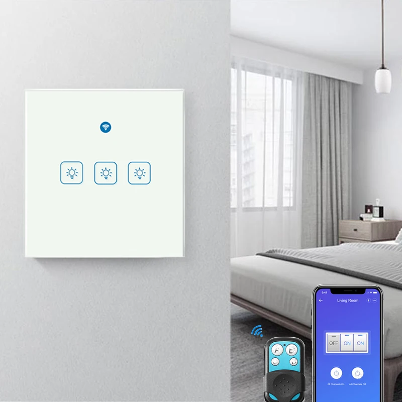 Смарт светильник eWeLink EU Wi Fi RF433Mhz стеклянная сенсорная панель голосовое