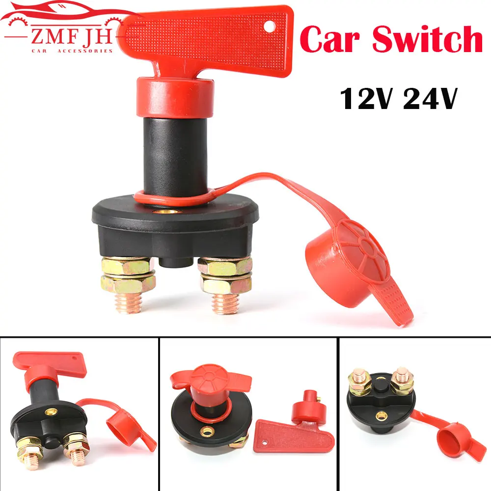 12V 24V Red Key Cut Off Battery Main Kill Switch Vehicle Car Modified Isolator Disconnector Car Power Switch for Auto truck boat