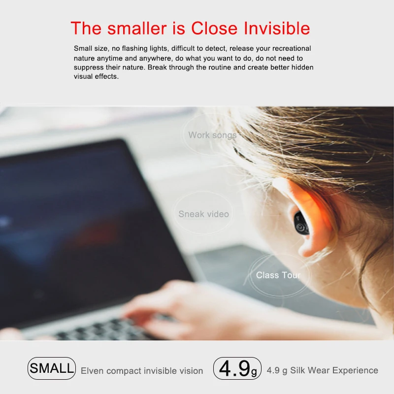 Mini Invisible Ture Wireless Earphone Noise Cancelling Bluetooth Headphone Handsfree Stereo Headset TWS Earbud With Microphone 3