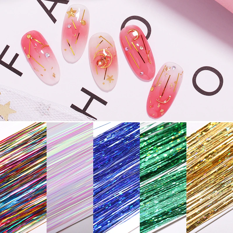 1 Bag Nail Art Gracile Silk Thread Decor Mixed Shining Holographic Effects Nail Art DIY Decoration Tool 5 Colors for Choose