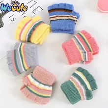 Wecute/Новинка года; теплые вязаные жаккардовые перчатки в полоску; детские перчатки; детские варежки; митенки детские вязаные перчатки для От 1 до 3 лет