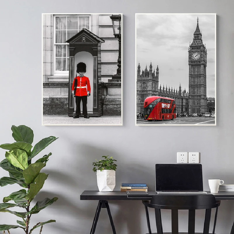 Big-Ben-Photo-London-Guard-Photography-Posters-and-Prints-London-Wall-Art-Canvas-Painting-Red-Black