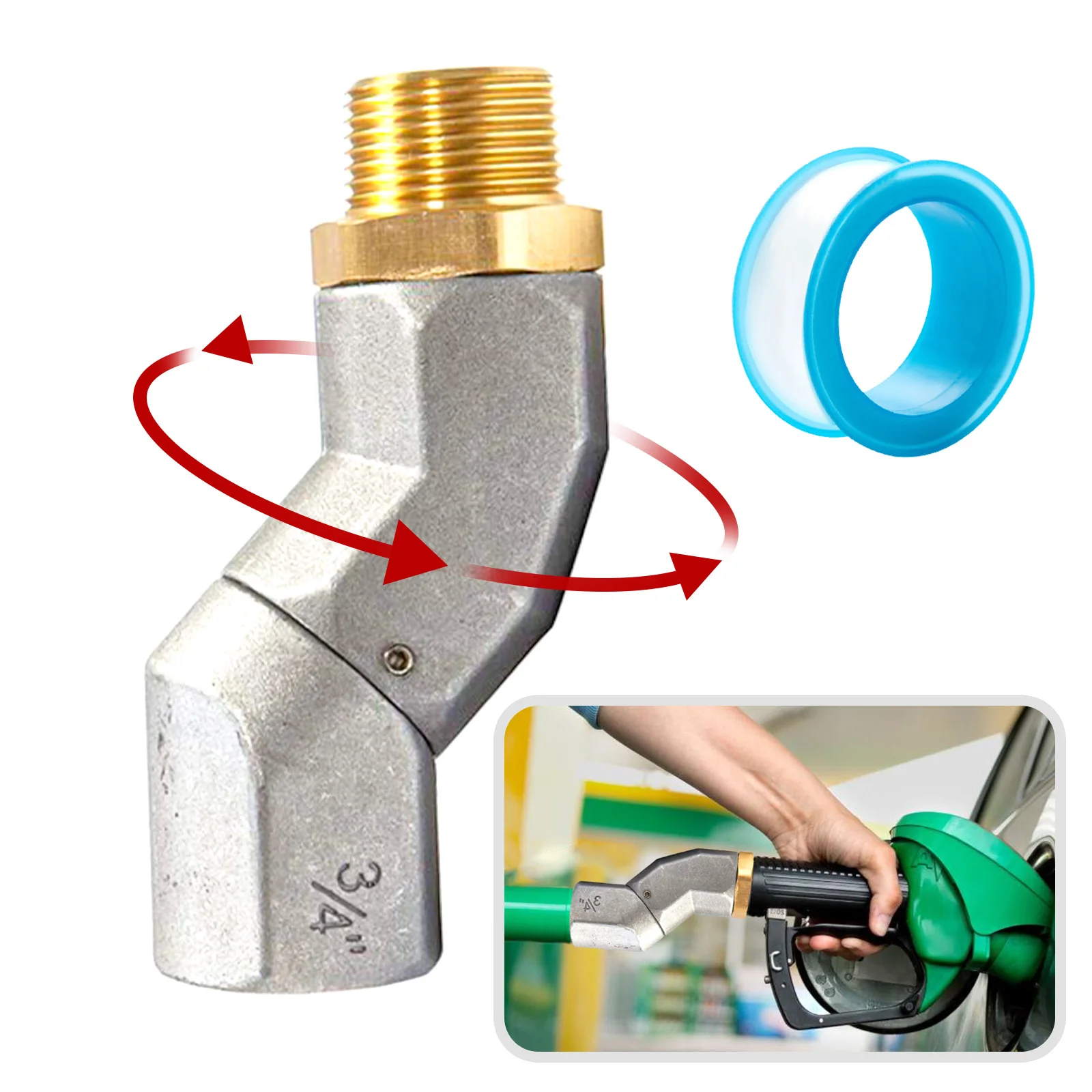 2pcs 3/4 Fuel Hose Swivel 360 Rotating Connector For Fuel Nozzle