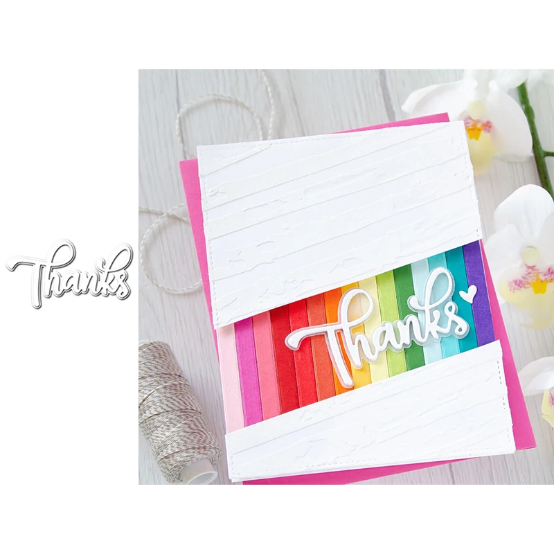 

Thanks Art Word Outline Metal Cutting Dies Stencil DIY Scrapbooking Craft Decoration Album Cards Making Template 2020 New