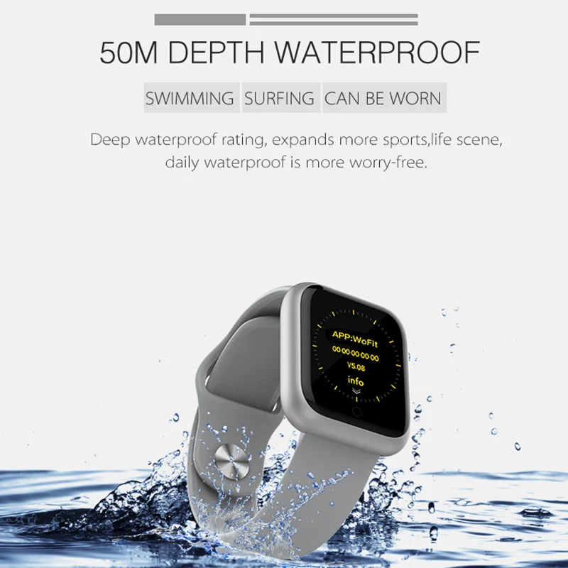 GT Smartwatch IP68 Waterproof Wearable Device Bluetooth Pedometer Heart Rate Monitor Color Display Smart Watch For Android/IOS