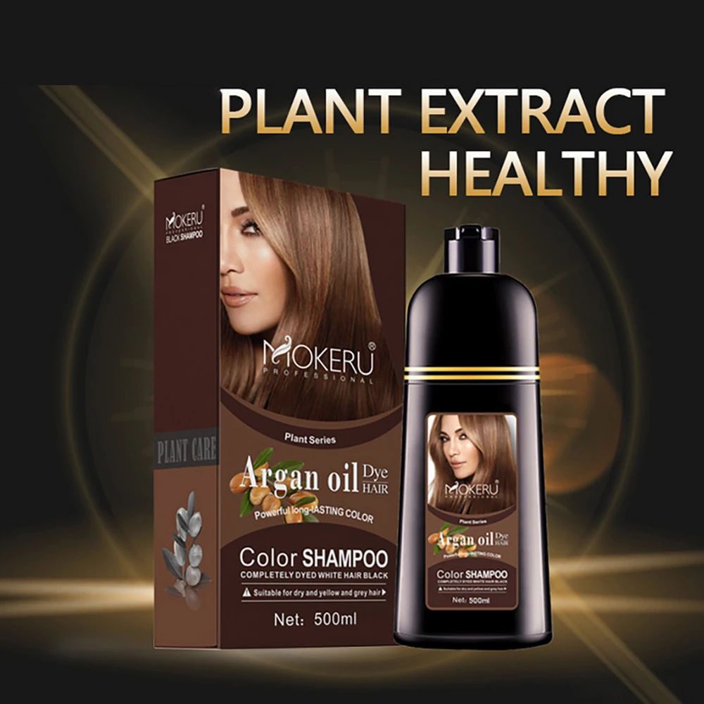 500ml Plant Extract Color Shampoo Argan Oil Hair Dye Permanent Long Lasting Hair Dye Shampoo For Men Women Professional Hair Dye