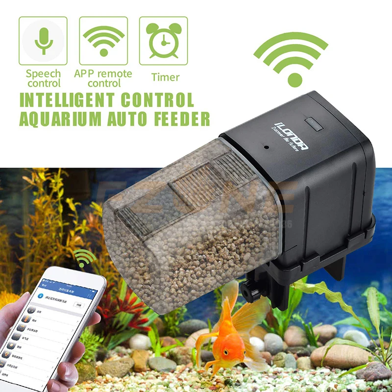 

Control Automatic Fish Feeder with APP Aquarium Automatic Fish Feeder, WiFi Control Auto Fish Food Dispenser for Home Office