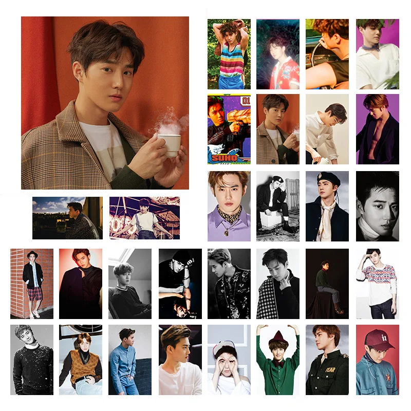 SUHO Экзо Baekhyun Chanyeol лежал Sehun KAI CHEN D.O XIUMIN сухо ЛОМО карта фото члены selfie небольшой карты Новая 30 шт./компл - Цвет: SUHO