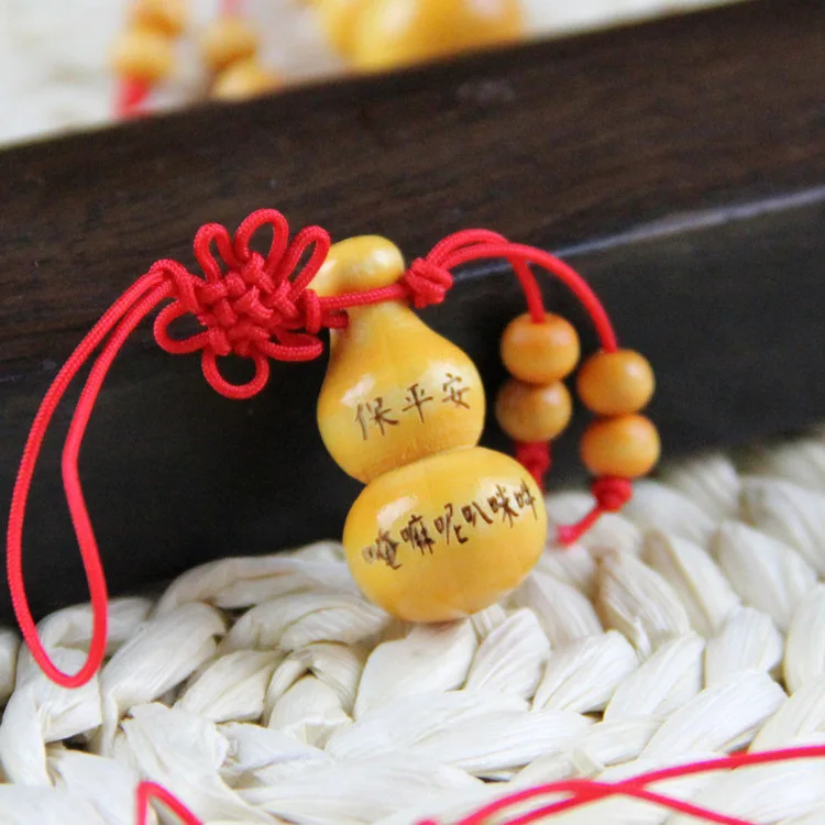 Персиковый деревянный брелок Подвеска сумка «Lucky gourd» орнамент приносит ключ безопасности орнамент кулон маленькие аксессуары из горлянки