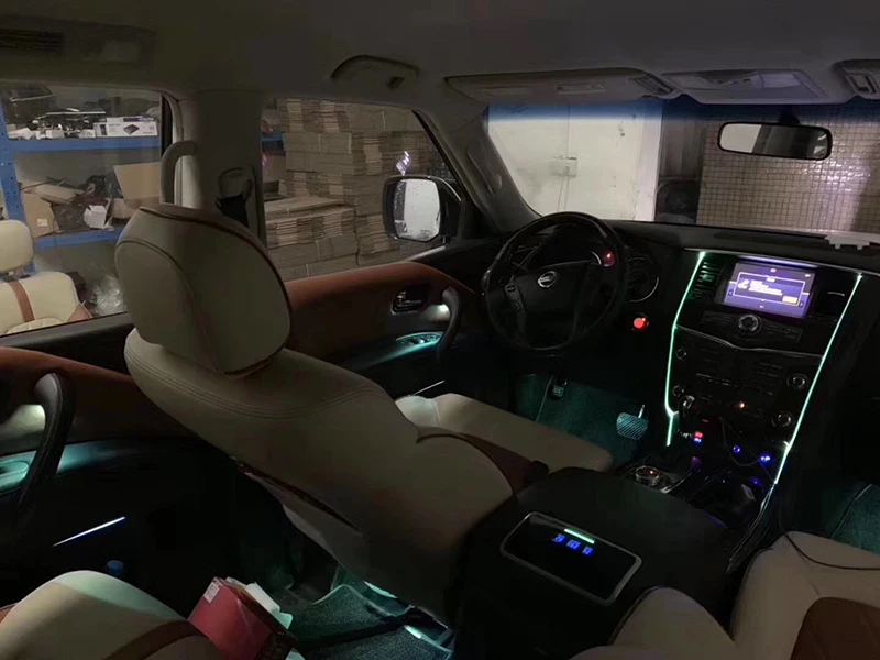 Для NISSAN patrol Y61 Y62 интерьер автомобиля окружающий светильник внутри декоративный светильник сенсорный Стиль автомобиля внутри холодный светильник