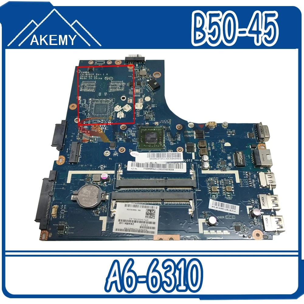 Материнская плата для ноутбука LENOVO Ideapad B50-45 A6-6310 AM6310 ZAWBA/BB LA-B291P 5B20G36755 | Компьютеры и