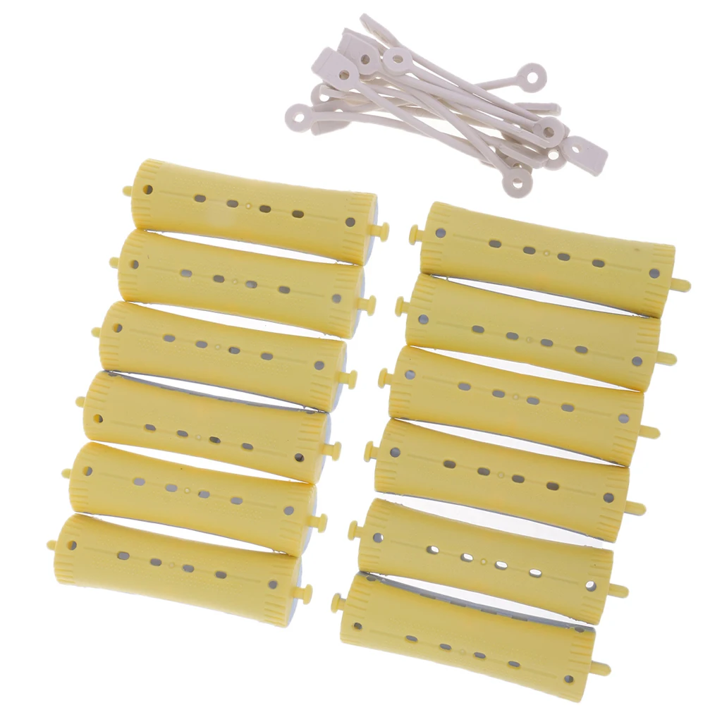 12 Pieces Perm Rods Perm Curler DIY Hair Styling Design Beauty Salon Tools Salon Rubber Band Hair Rollers Set Cold Perm Rods