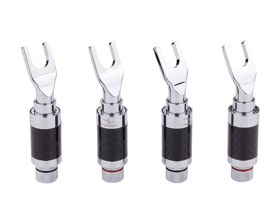 4 шт. Hifi Y Plug U/Y Spade банановые вилки углеродное волокно родиевое покрытие мужской аудио Лопата разъемы банан Y Spade Jack адаптер вилки