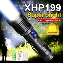 

Rechargeable Led Flashlight Torch Light XHP199 High Power Tactical Flash Light Powerful Lantern 18650 Waterproof Zoom Hand Lamp