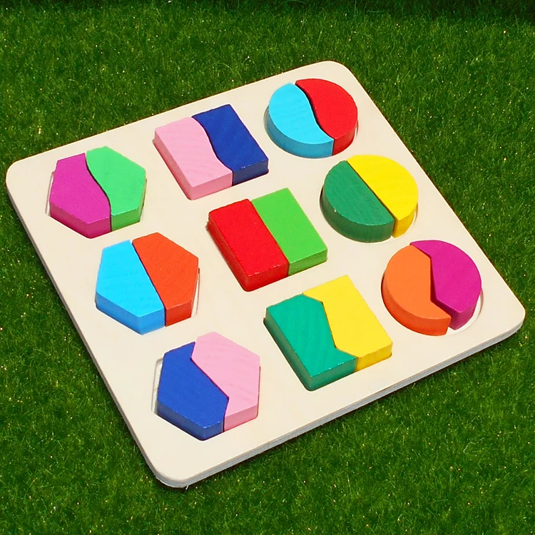 Formas geométricas de madera из Puzzle Монтессори clasificación de ladillos de matemáticas aprendizaje preescolar juego educ - Цвет: B
