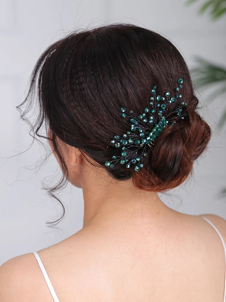 Wedding Hair Accessories Casual Headpieces Green Hair comb Handmade Headdress Chic party and prom for women Bridal Jewelry