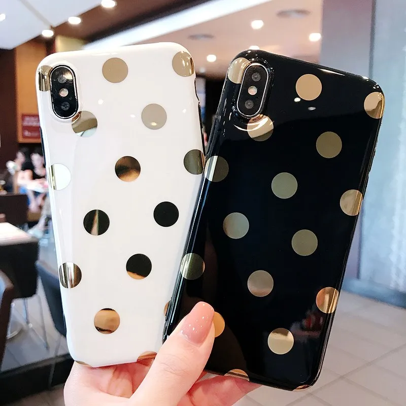 Fashion Cute Gold Wave Point Soft Silicone Case For iPhone 11 Pro Max XR X XS 6 6S 7 8 Plus Shockproof TPU Cases |