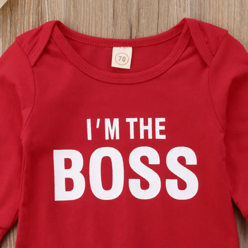 Модный милый комбинезон для новорожденного ребенка I'm the BOSS, наряды, комбинезон в рождественском стиле, одежда, подарки для мальчиков и девочек, одежда