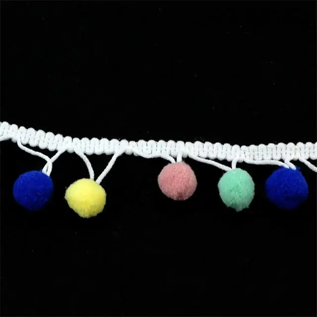 4 colors Модный полиэфирный низ эластичный цветной помпон кружево своими руками ремесло поставки производство головной убор с кисточками для штор шарф домашний текстильные аксессуары F156 - Цвет: 4 colors