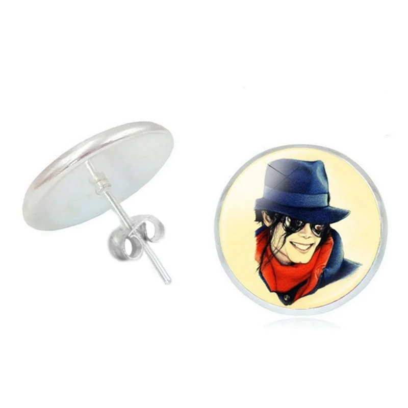 

2020 Fashion Glamour Music King Mike Jackson Earrings Glass Cabochon 12mm Girl Earrings Jewelry Birthday Gift