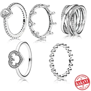 

2019 Sleek Minimalist High Quality High end New Love And Crown Full Circle Bead Ring Original Female Jewelry Holiday Best Gift