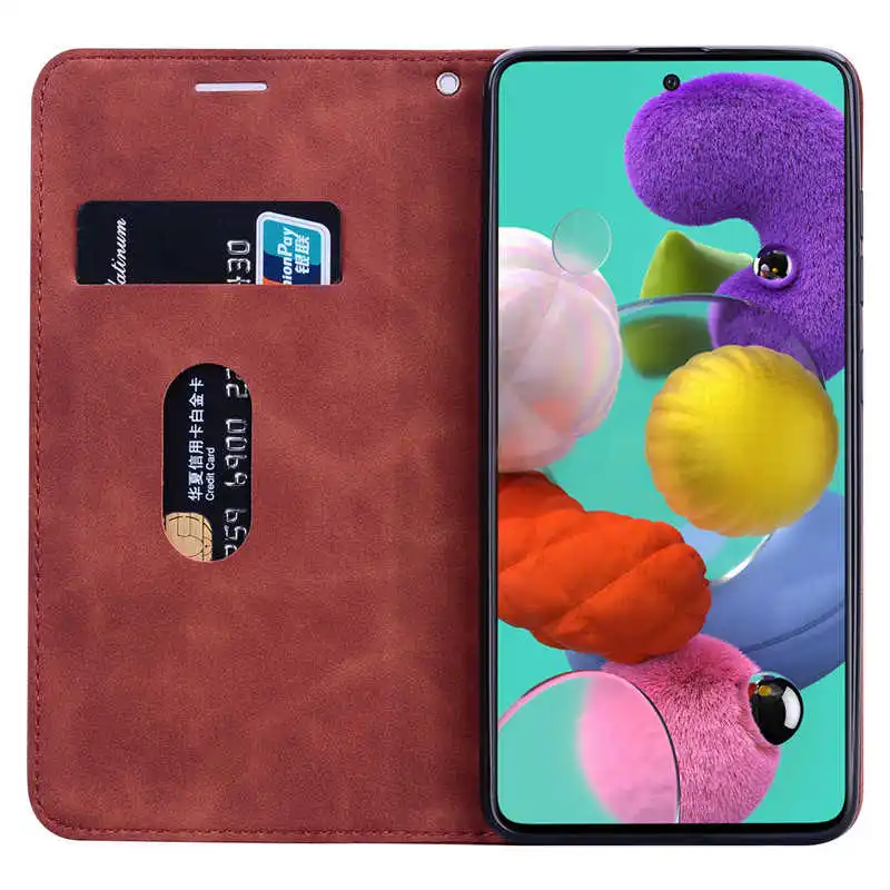 silicone case for samsung Luxury Leather Wallet Flip Case For Samsung Galaxy A51 Case Card Holder Magnetic Book Cover For Samsung A51 A 51 SM-A515F Case samsung silicone