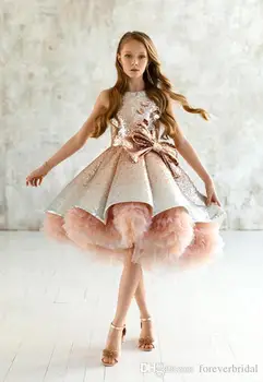 

Shiny Sequins Flower Girls Dresses Sleeveless Tulle Tiered TuTu Girls Pageant Gowns Gorgeous Puffy Little Girls Party Dress