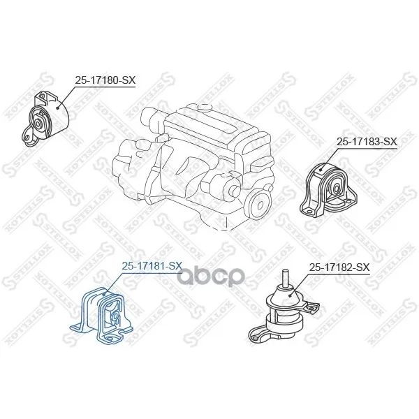 25-17181-Sx_подушка Двигателя Передняя! Honda Accord Cf3/Cf4/Cf5/Cl1/Cl3 1998-2002 Stellox 2517181sx Stellox арт. 2517181SX