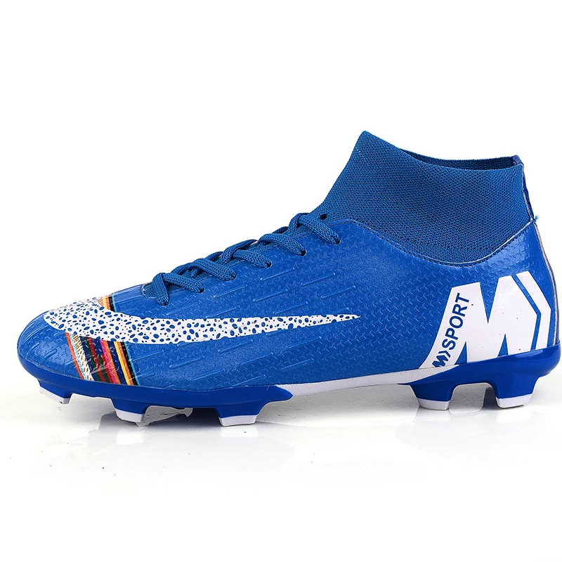 Новые мужские запонки Assassin 12 Superfly VI 360 Элитные ботинки Vapores XII Pro FG футбольные бутсы водонепроницаемые дешевые футбольные бутсы - Цвет: Синий