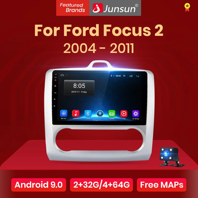 Junsun V1 Android 9 0 2G + 32G DSP автомобильный Радио мультимедийный видео плеер для Ford Focus 2 Mk2