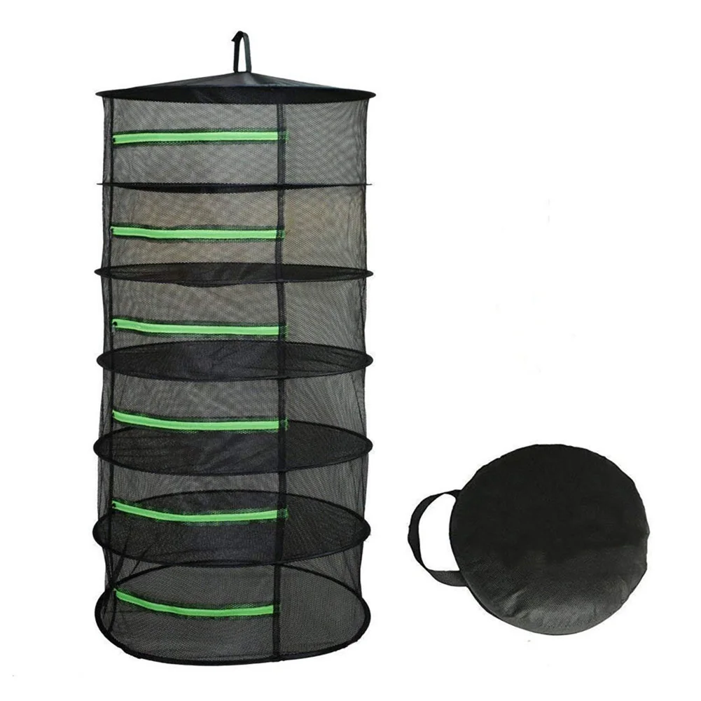 Home Non-toxic Net Insect Proof Practical Hanging Basket Mesh Folding Bag Herb Drying Rack With Zipper Multi Layer Decoration