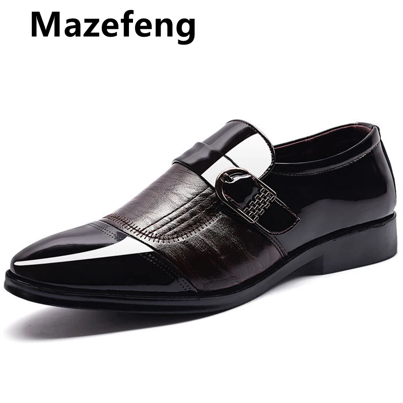 

Fashion 2019 New Men Dress Leather Shoes Slip On Fashion Male Formal Oxford Shoes Flats Pointed Toe Casual Shoes For Men